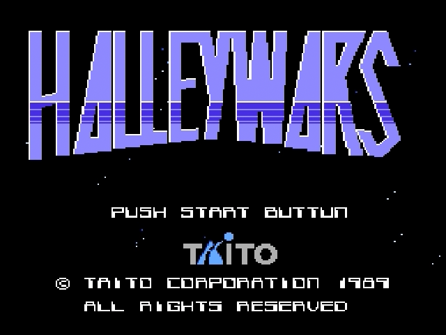 Halley Wars title screen for Famicom Disk System